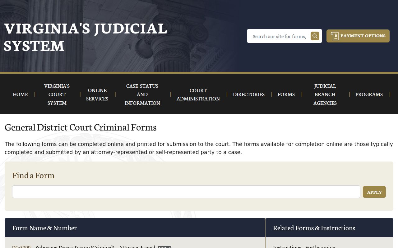 Patrick County bench warrant records and Virginia criminal process forms
